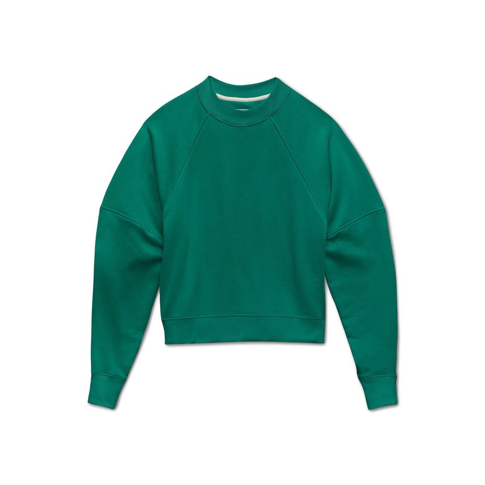 Go-To Womens Crew Tee Green MD Cropped Cotton Blend